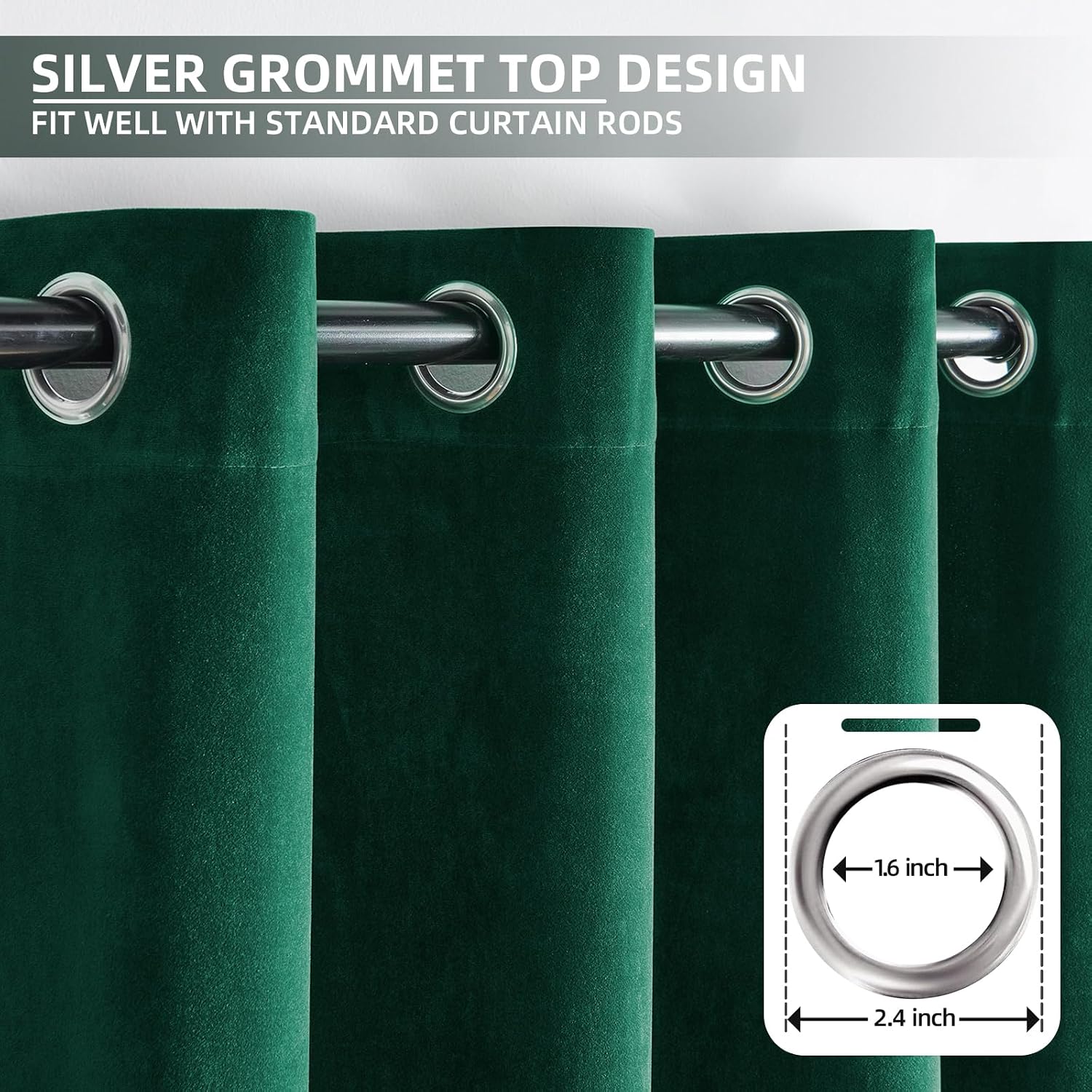 Joydeco Dark Green Velvet Curtains 84 Inches Length, Grommet Curtains 2 Panels, Thermal Insulated Privacy Room Darkening Window Drapes for…