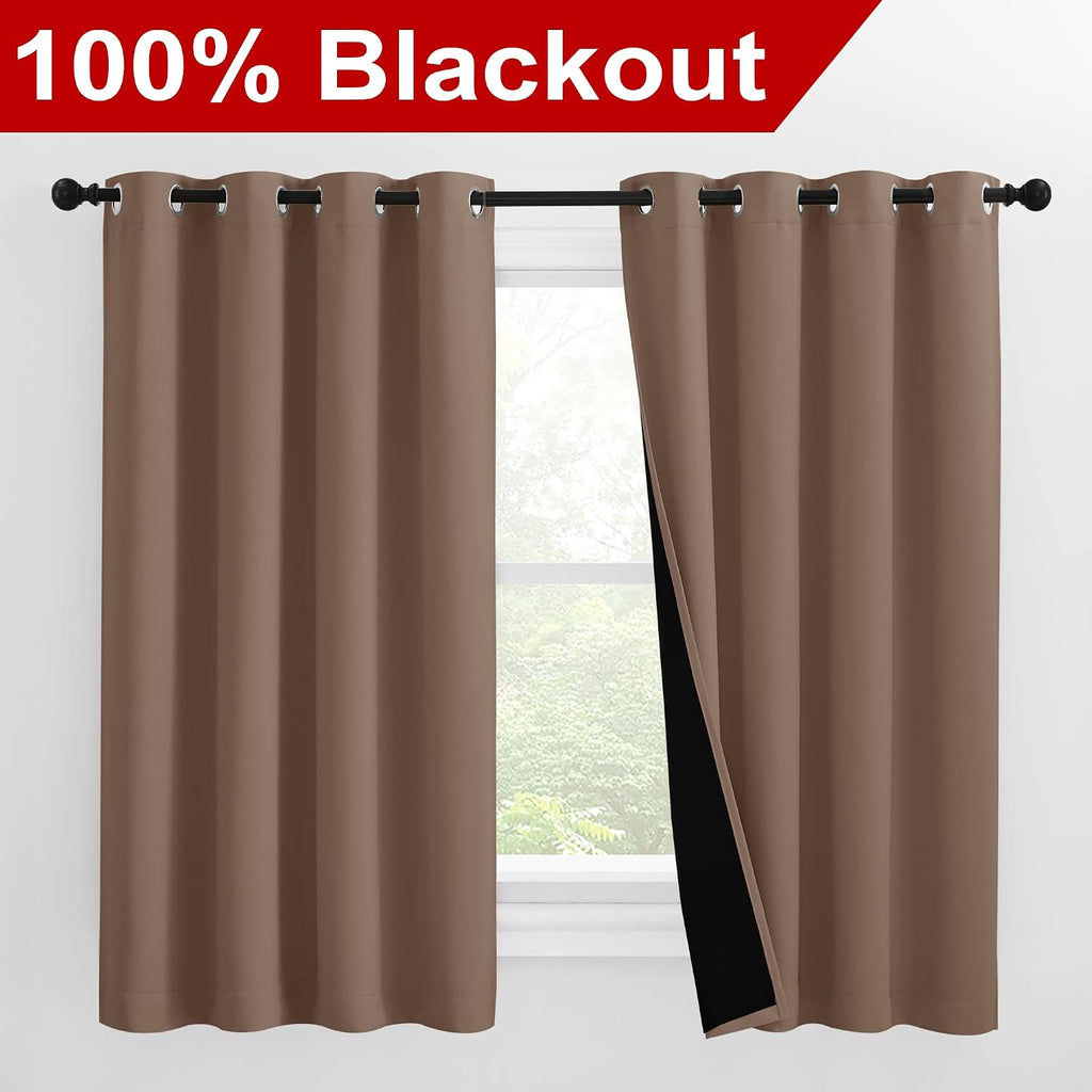 Nicetown Bedroom Full Blackout Curtain Panels, Super Thick Insulated Window Covers, Keeping Out Cold Air and Heat 100% Blackout Blinds with…