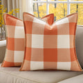 decorUhome Summer Buffalo Plaid Check Throw Pillow Covers 18x18 Set of 2 Outdoor Linen Decorative Farmhouse Gingham Pillow Covers with Stit…