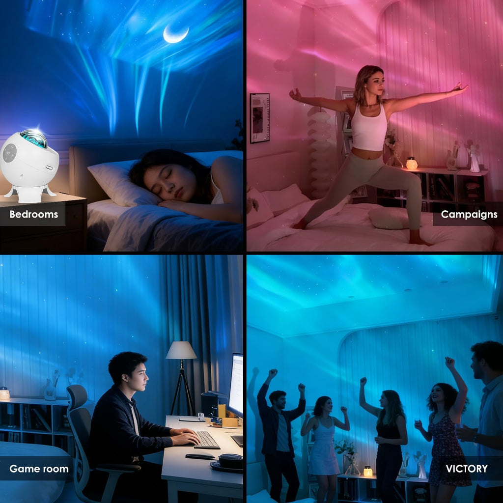 Star Projector, Northern Lights Projector, with Bluetooth Speaker, White Noise, Remote Control, Night Light, for Game Room, Adults, Family…