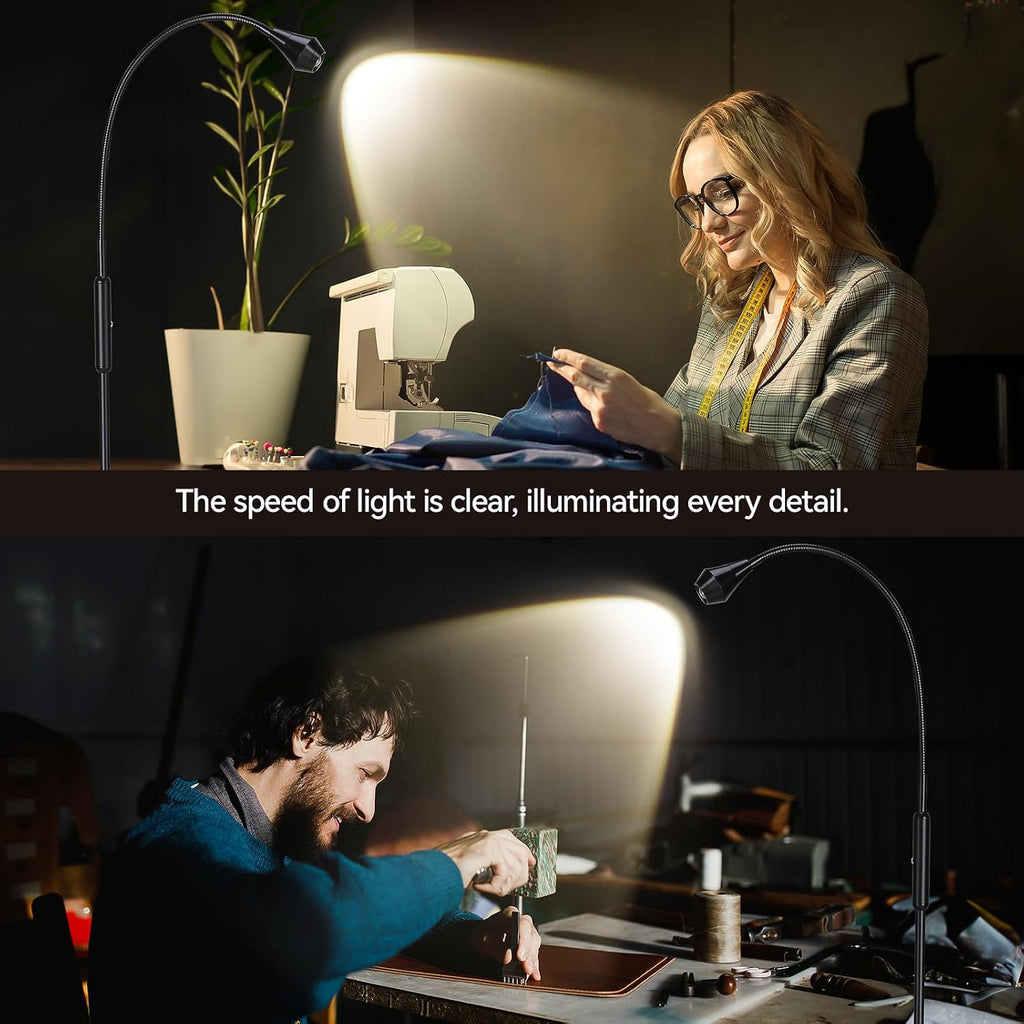 Sunmory Adjustable LED Beam Floor Lamps for Living Room, Reading Lamp with Flexible Gooseneck, Dimmable Zoomable Spotlight, Work Light, Tou…