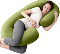 1 MIDDLE ONE Pregnancy Pillow, C Shaped Full Body Pregnant Women Sleeping Pillow for Maternity Support with Cover (Green)