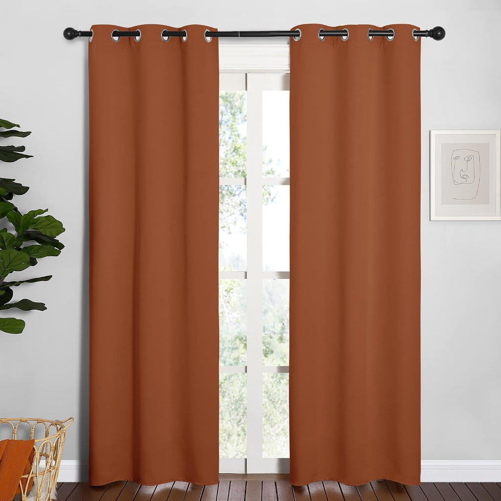 NICETOWN Halloween Blackout Draperies Curtains for Girls Room, Nursery Essential Thermal Insulated Grommet Top Blackout Panels (Burnt…