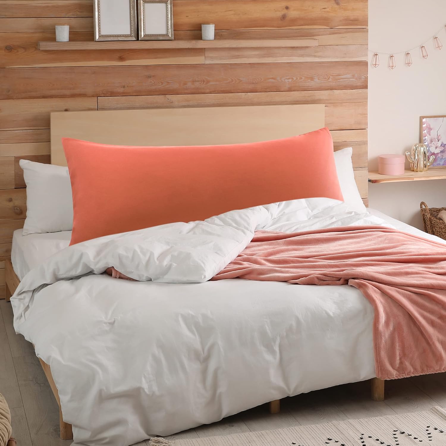 uxcell Soft Microfiber Body Pillow Cover with Zipper Closure, Long Pillow Cases for Body Pillows Weave for 90 GSM Polyester, Orange Body (2…