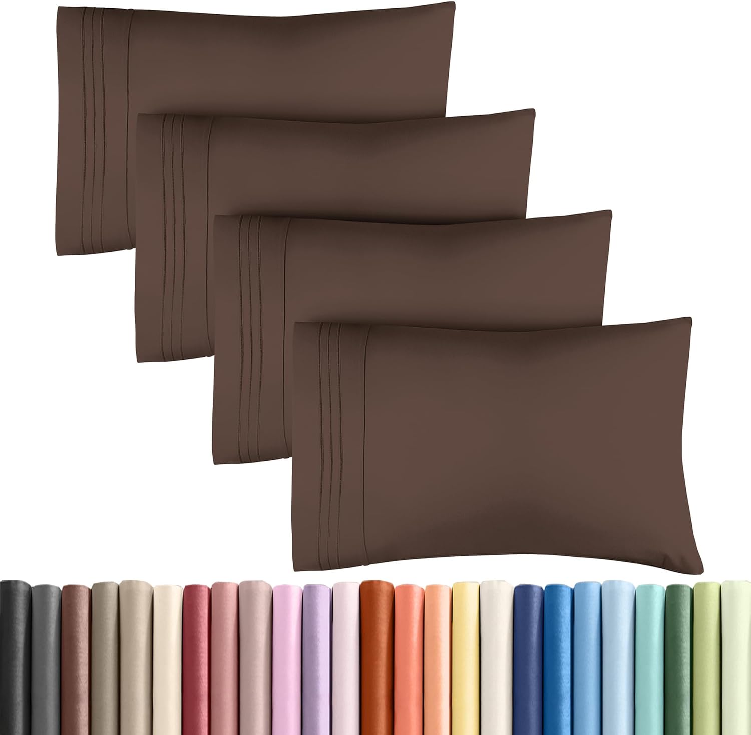 King Pillow Cases Set of 4 - Ultra Soft Hotel Quality Pillowcase Covers - Comfy, Cozy & Wrinkle Free - Shrinkage, Stain and Fade…