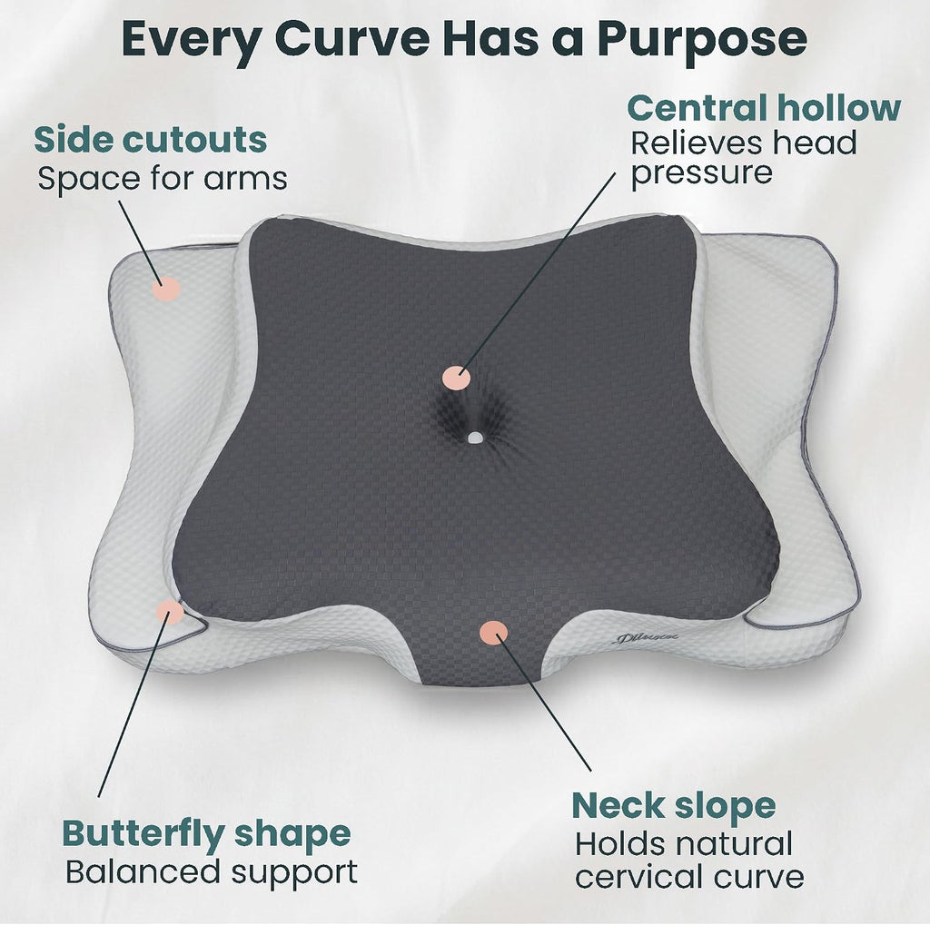piluxx Cervical Neck Pillow for Sleeping – Cooling Memory Foam Cervical Pillow for Side Sleepers and Back Sleepers – Contour Ergonom…