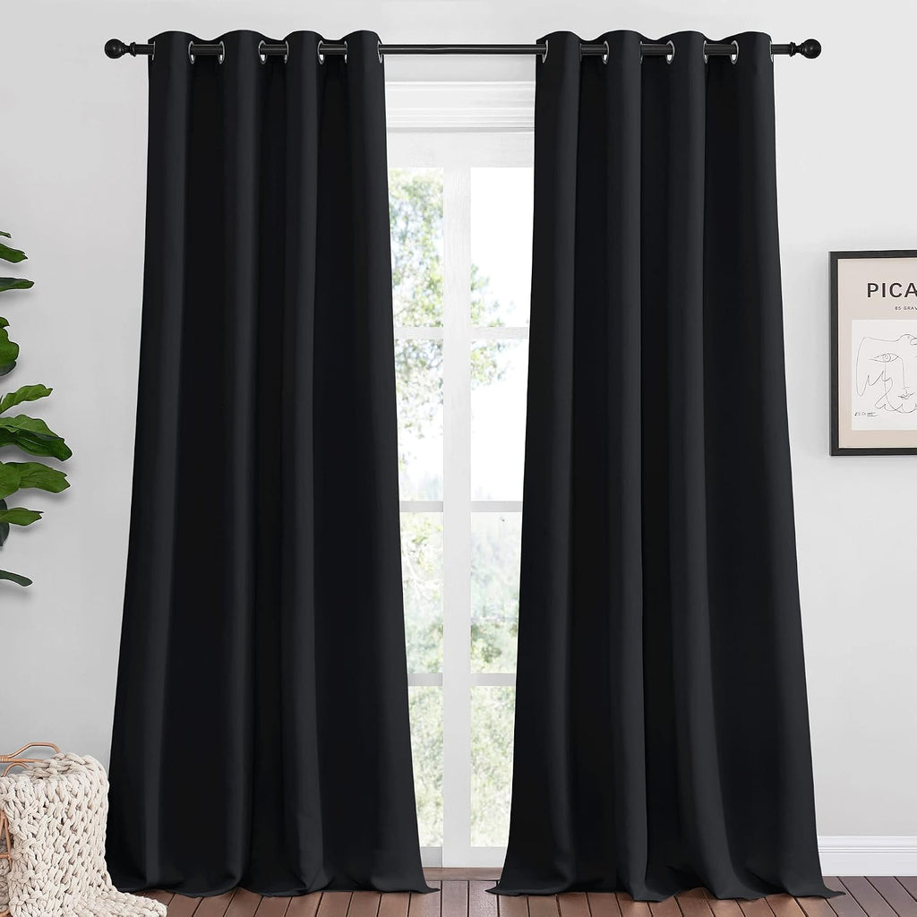 Nicetown Patio Blackout Curtain Shades - Summer Home Decoration Thermal Insulated Grommet Blackout Draperies/Drapes for Kitchen (2 Panels,…