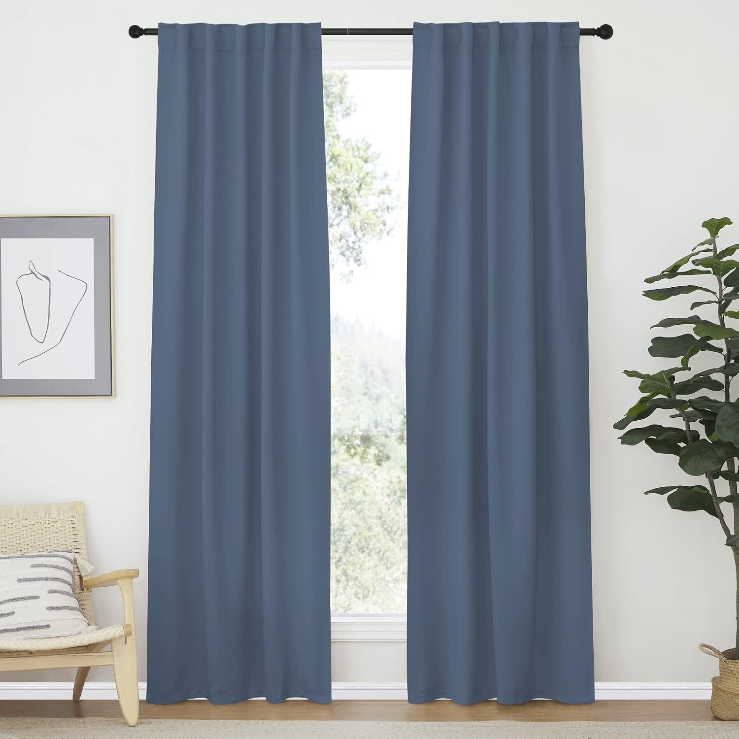 Nicetown Living Room Darkening Curtains - (Stone Blue Color) W42 x L70, Set of 2, Home Decor Room Darkening Thermal Insulated Drapery Panel…