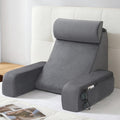 ENITYA 19" Back Support Pillow, Reading Pillow with Attached Arms & Large Pockets, Removable Washable Cover, Wedge for…
