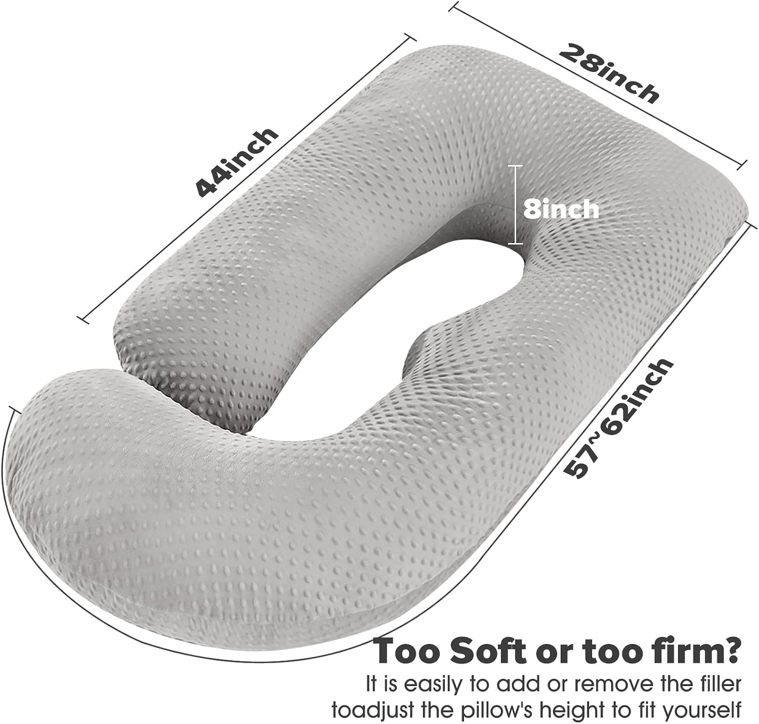 U-Shaped Full Body Pregnancy Pillow for Sleeping – 57" Maternity Pillow with Removable Cover, Support for Back, Legs, Belly & Hips…