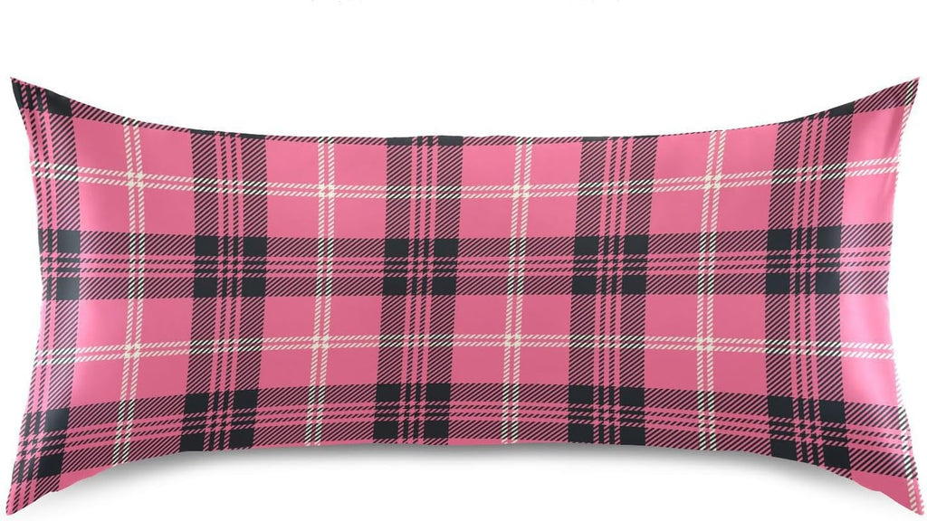 Black Buffalo Plaid Pillow Covers Silk Pillowcase for Hair and Skin with Envelope Closure Satin Pillowcase Queen Size Pillow Case for…