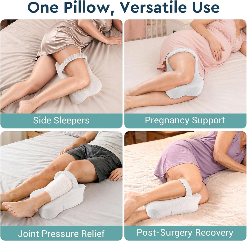 Long Knee Pillow for Side Sleepers with Strap - Large Leg Pillow for Side Sleeping with Full Thigh & Knee Support, Memory Foam Alignment…