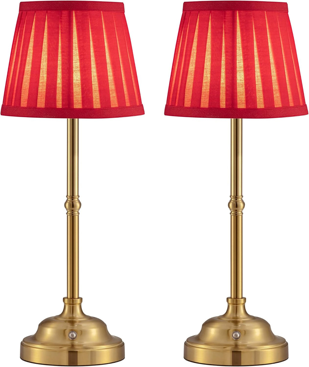 KDG Cordless LED Table Lamp Set of 2, Portables Fabric Shade Desk Lamps, 4000mAh Rechargeable Battery Powered Lighting, Dimmable Light…