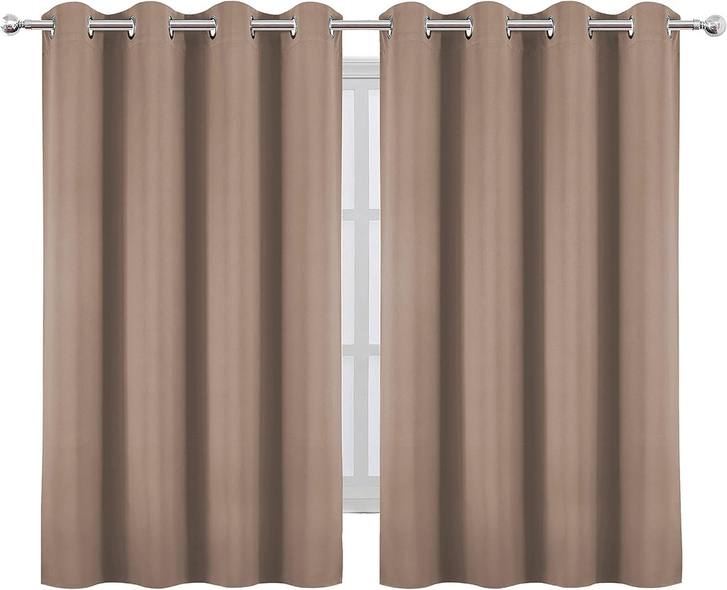 Lemomo Cappuccino Blackout Curtains/52 x 45 Inch Length Set of 2 Panels Grommet Short Bedroom Curtains 45 Inch silver