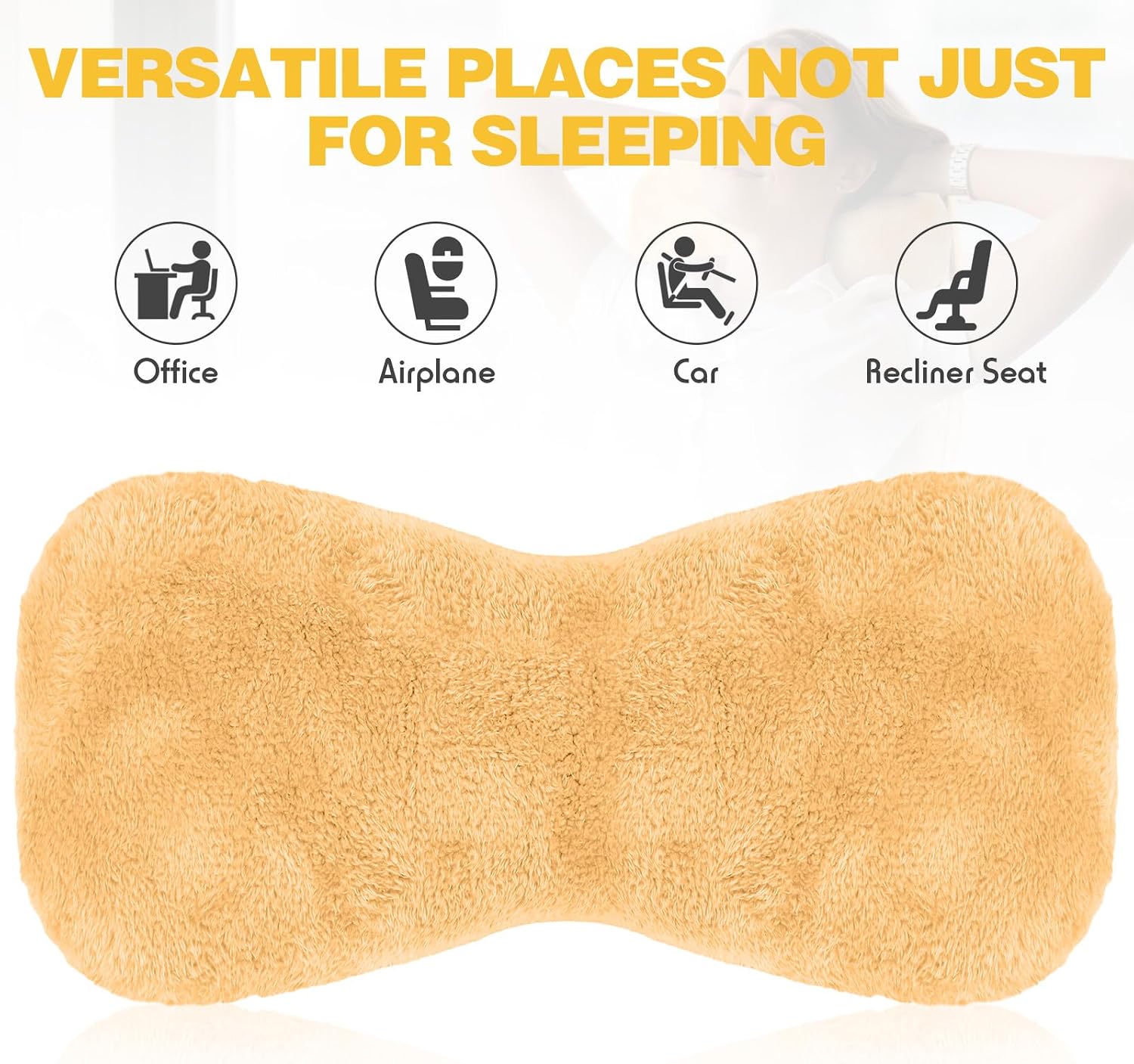 Colingmill 1 Pc Neck Pillow for Recliner Headrest Pillow Bone Shaped Chair Plush with Adjustable Strap Neck Support and Curve Head Cushion…