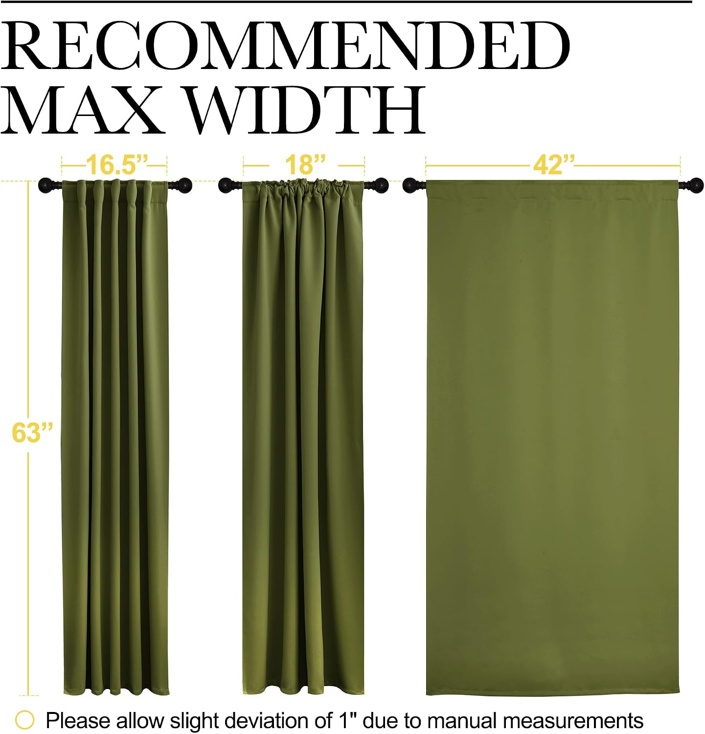 NICETOWN Blackout Curtain Panels for Living Room - (Olive Green Color) 42x63 Inch, 2 Panels Set, Thermal Insulated Room Darkening…
