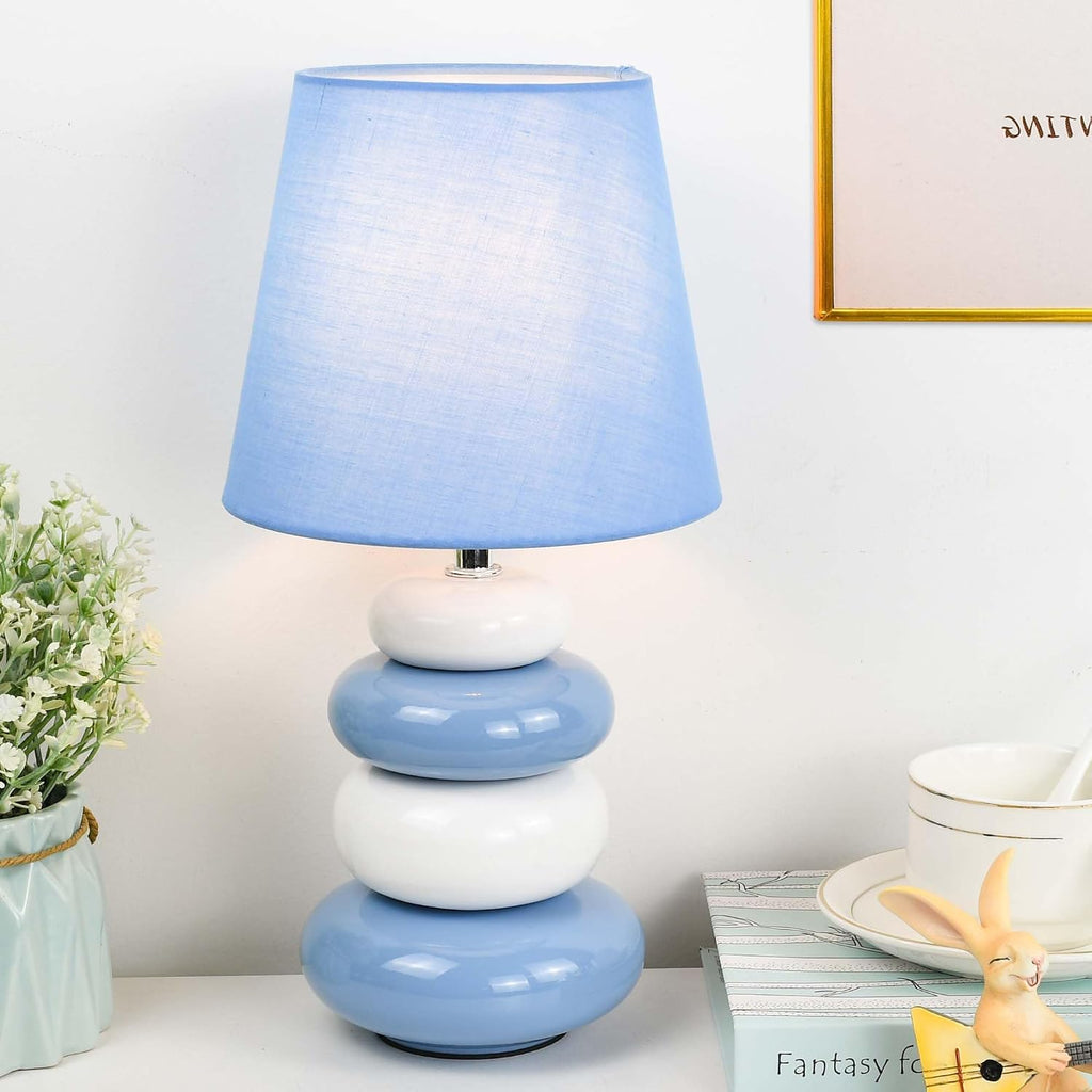 Ange Light Blue Small Table Lamp for Living Room as Bedside Table Lamp for Bedroom, Modern Ceramic Kids Night Table…