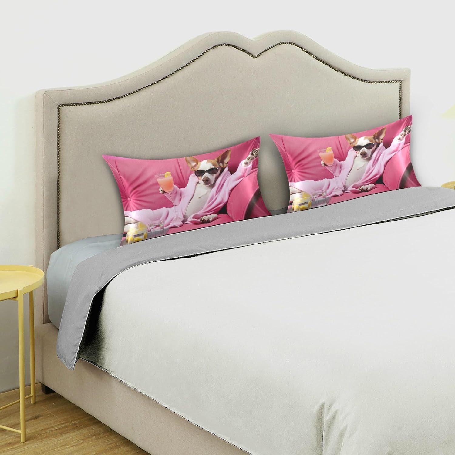 YETTASBIN Relaxing Dog Satin Pillowcase, Soft Breathable Silk Pillow Case with Envelope Closure for Hair and Skin, Queen Size 30 x 20 Inch