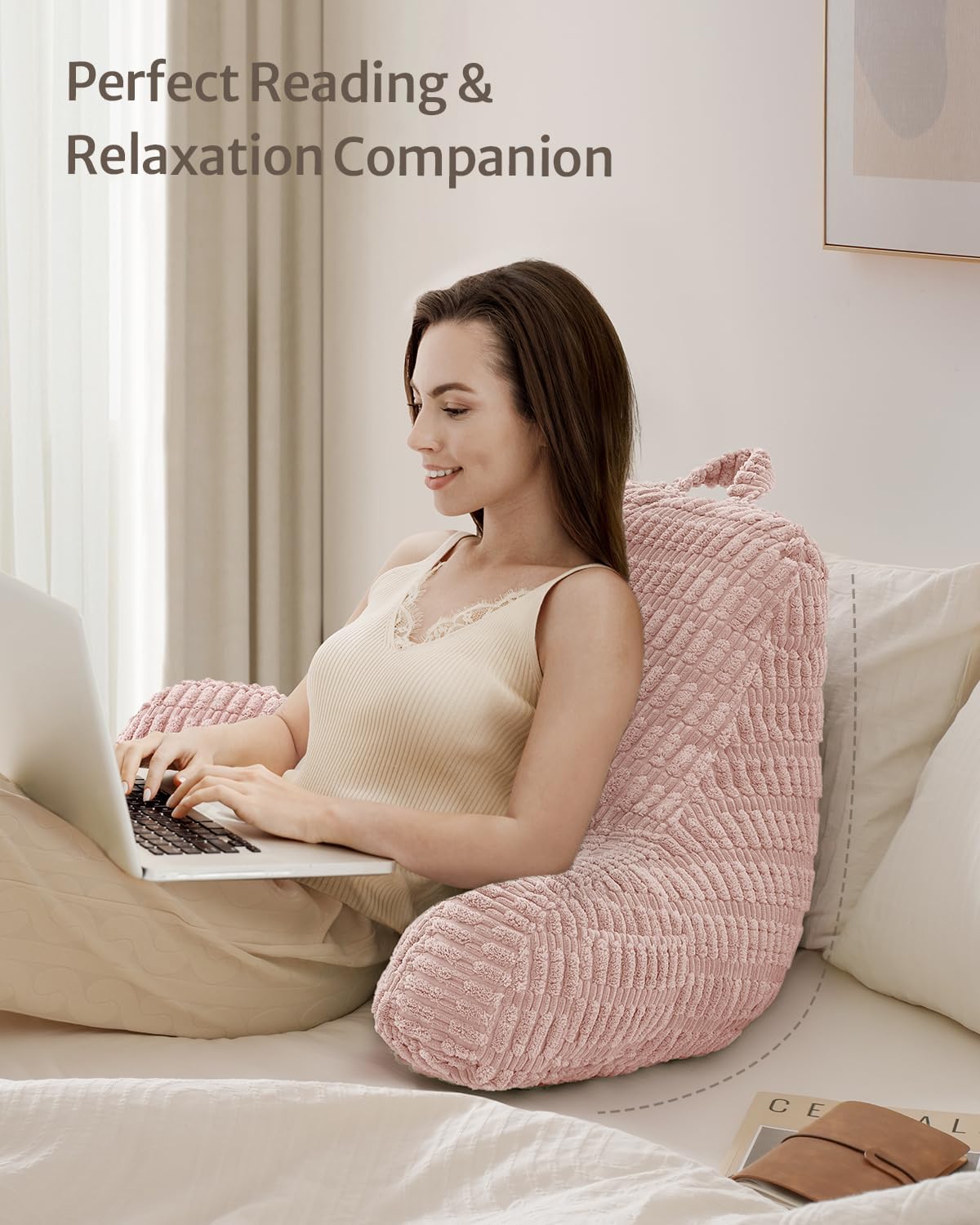 BlissfulDiary Blissful Diary Reading Pillow, Large Backrest Pillow with Shredded Memory Foam for Adult & Children, Designed for Bed and Cou…