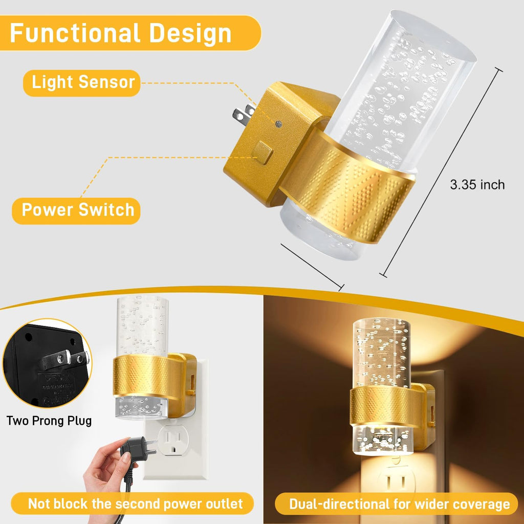 LED Lights for Bedroom – Night Lights Plug into Wall, Dimmable 0-100 LM Brightness Nightlight with Dusk to Dawn Sensor, Auto On/Off Plug…