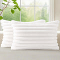 decorUhome Summer Cozy Faux Fur Throw Pillow Covers 12x20 Set of 2 Decorative Soft Plush Striped Lumbar Modern Farmhouse Boho Couch Pillow…