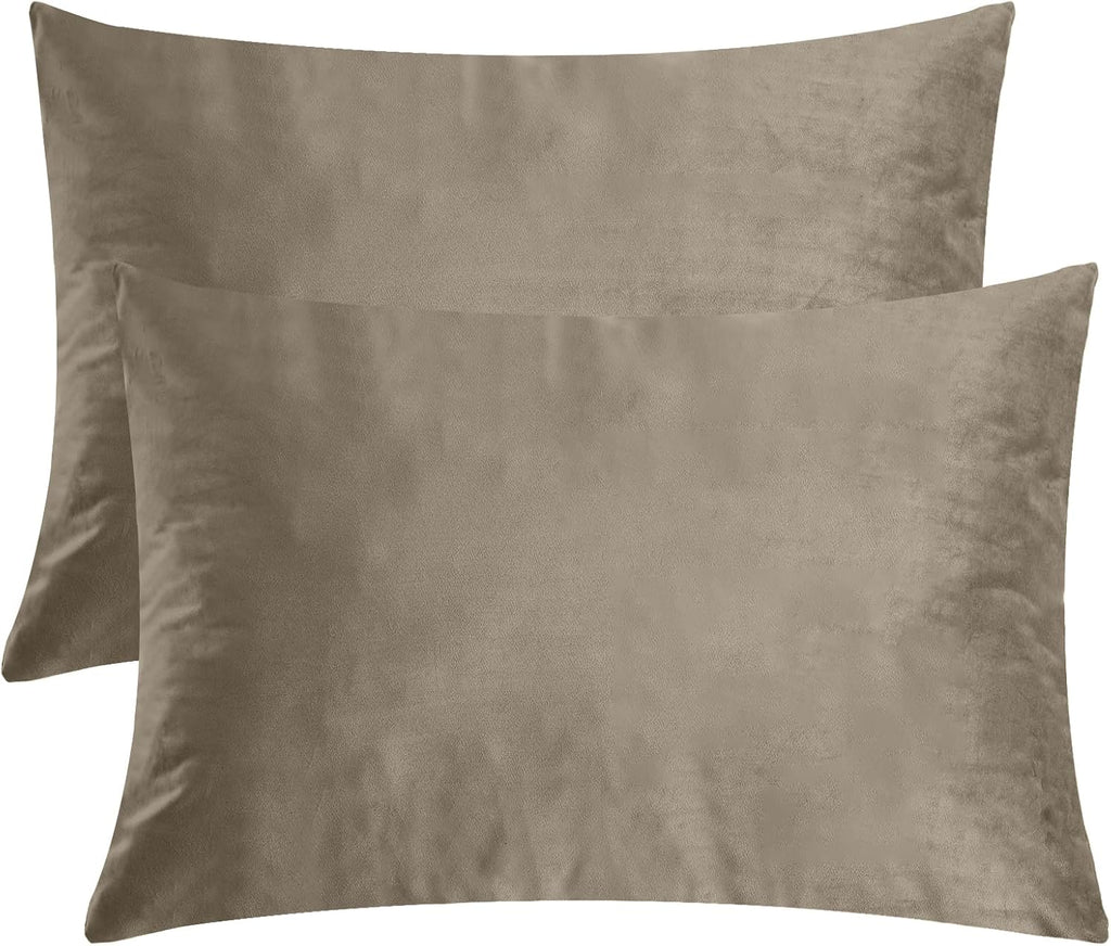StangH Soft Velvet Pillowcase Bed Pillow Cover for Hair and Skin, Queen Size (Camel Beige, 20 x 30 inches) Set of 2, Luxury Warm Pillow Cov…