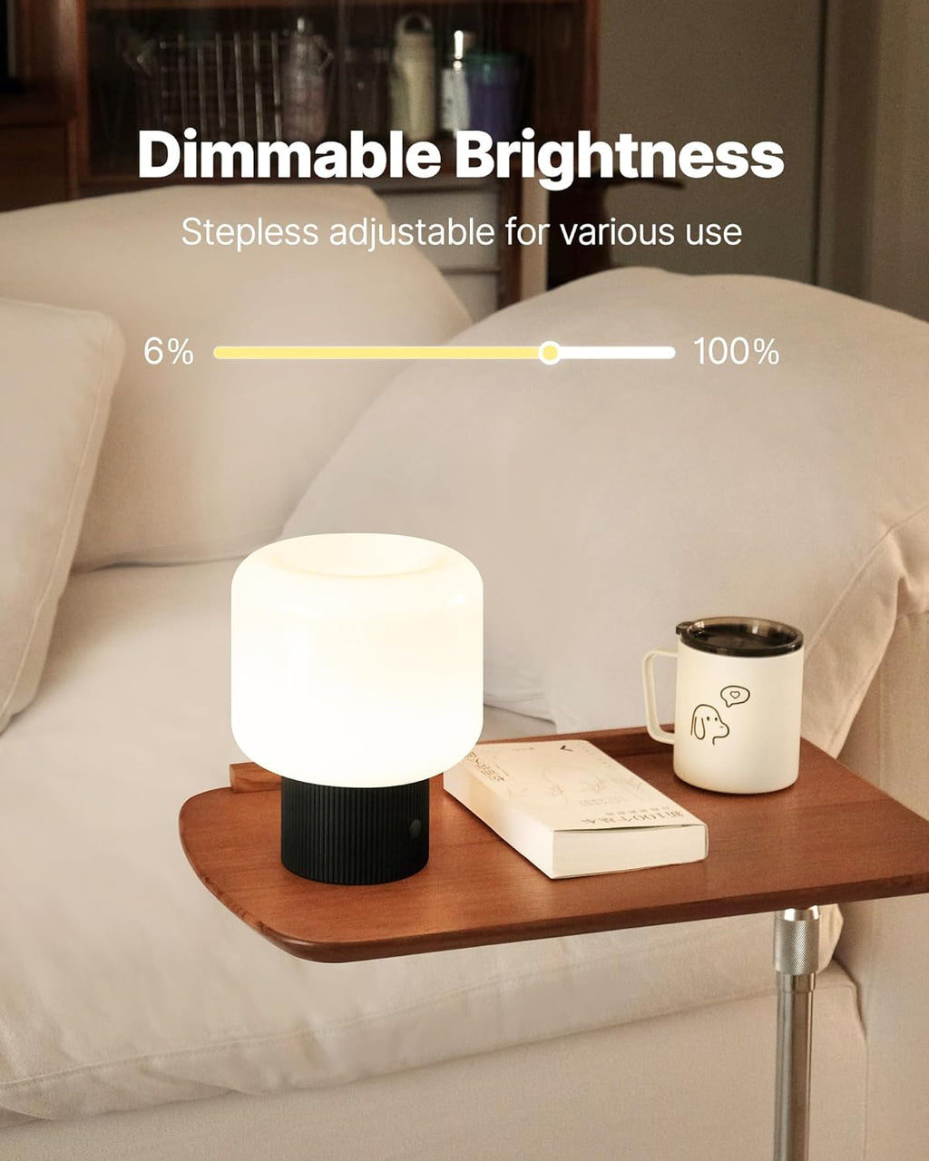 MAGCHARM Halo Mushroom Lamp, 5W Cute Cordless Rechargeable Table Lamp with Glass Shade, 3 Color Temps LED Dimmable Ambient Lighting…