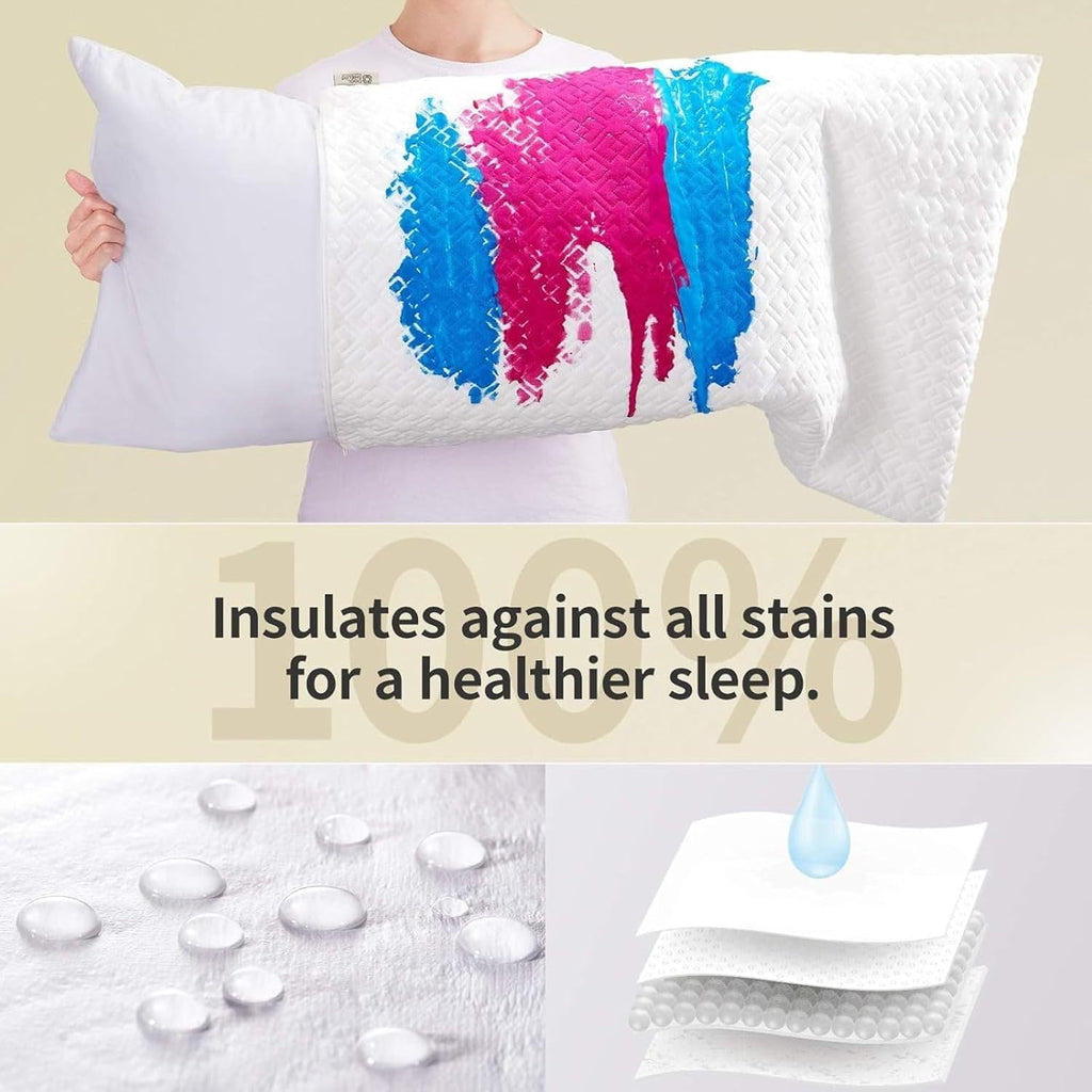 CoolShields Pillow Protector (2 Pack) Queen – Waterproof Zippered Pillow Covers, Hypoallergenic, Premium Pillowcase Encasement for Better…