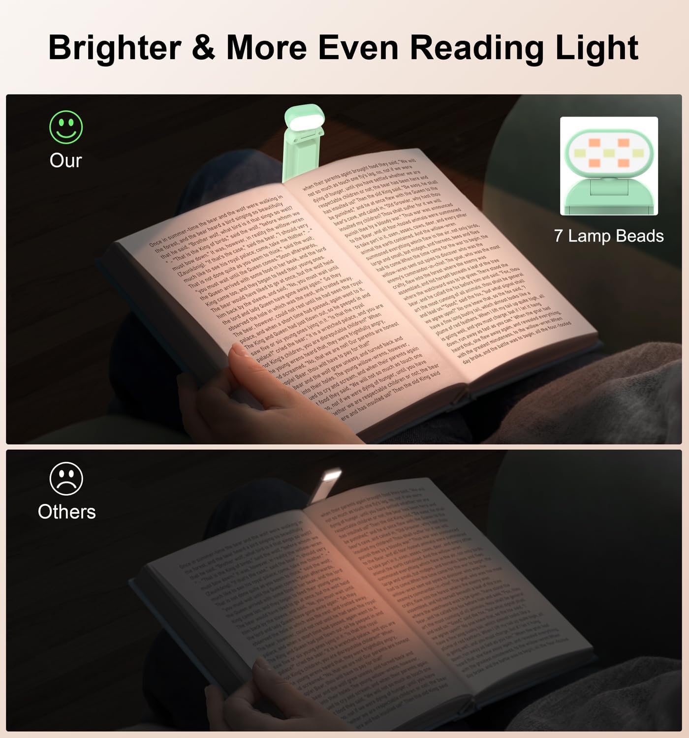 Gritin Book Light Rechargeable, Reading Light Lamp Clip on Book, Eye Caring 3 Colors, 5 Brightness & Stepless Dimming, Long Lasting up to…