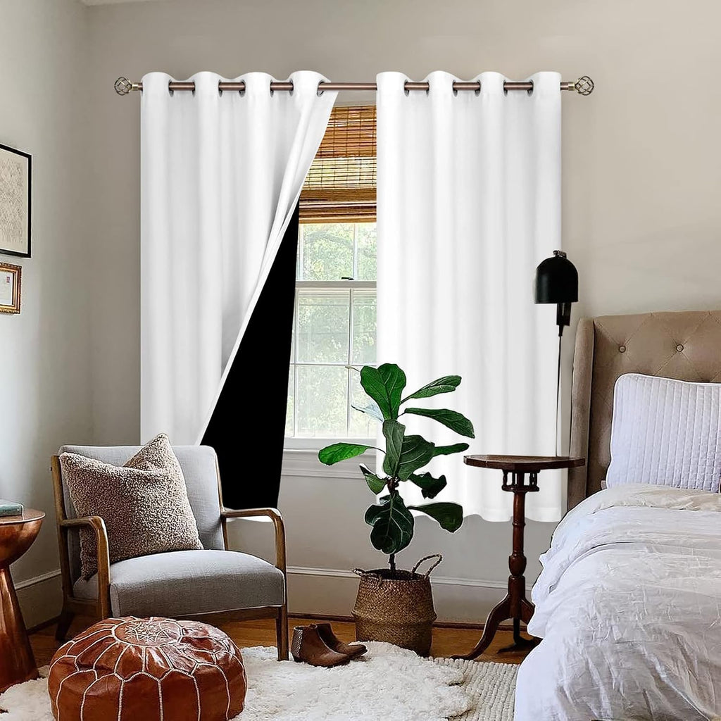 BGment Thermal Insulated 100% Blackout Curtains for Bedroom with Black Liner, Double Layer Full Room Darkening Noise Reducing Grommet Curta…