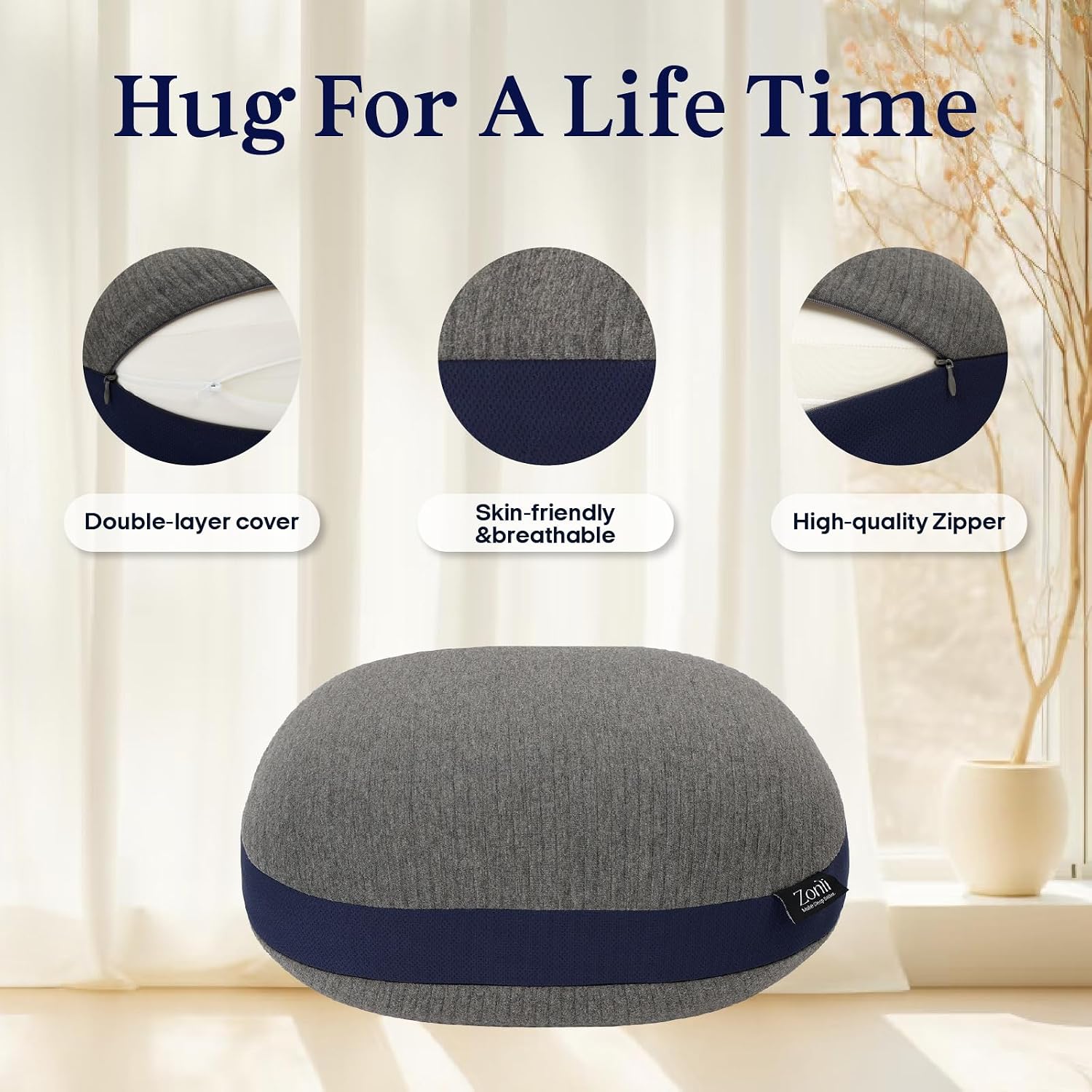 ZonLi Weighted Pillow for Adults 6.5lbs, Washable Hug Pillow Get Better Sleep, Detachable Sensory Body Weighted Pillows, Memory Foam Bed…