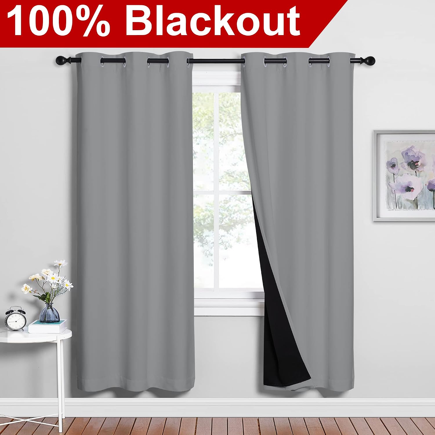 Nicetown Full Shade Curtain Panels, Pair of Energy Smart & Noise Blocking Out Blackout Drapes for Dining Room Window, Thermal Insulated Gue…