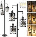 Dimmable Floor Lamp, Farmhouse Standing Lamp with Elegant Metal Cage, Industrial Tall Tree Floor Lamps for Living Room, Bedroom, Study…