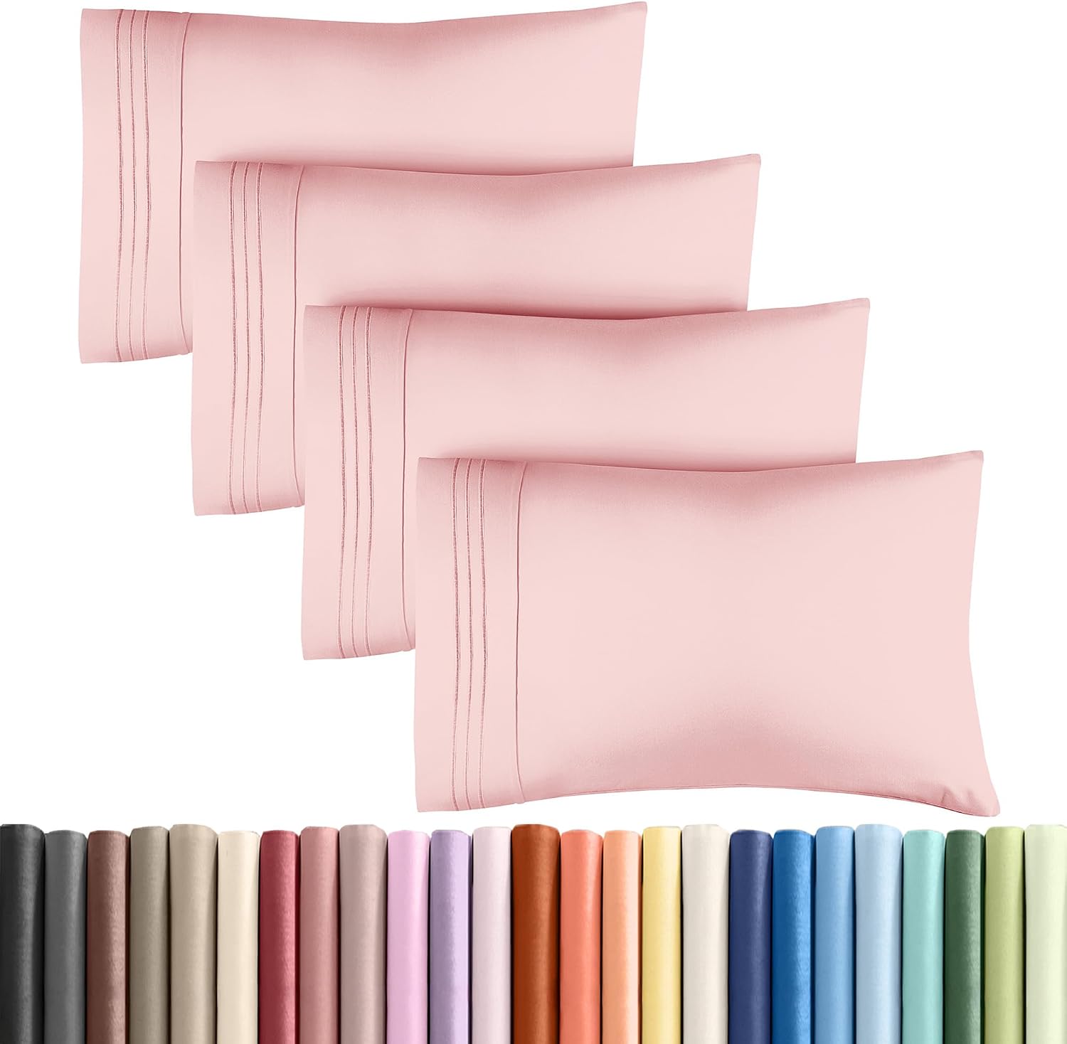 Queen Pillow Cases Set of 4 - Ultra Soft Hotel Quality Pillowcase Covers - Comfy, Cozy & Wrinkle Free - Shrinkage, Stain & Fade Resistant…