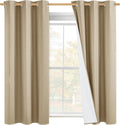 NICETOWN 100% Absolutely Blackout Linen Curtains with Thermal Insulated White Liner, Camel, 42" Wide by 45" Long, 2 Pieces, Linen Blend…
