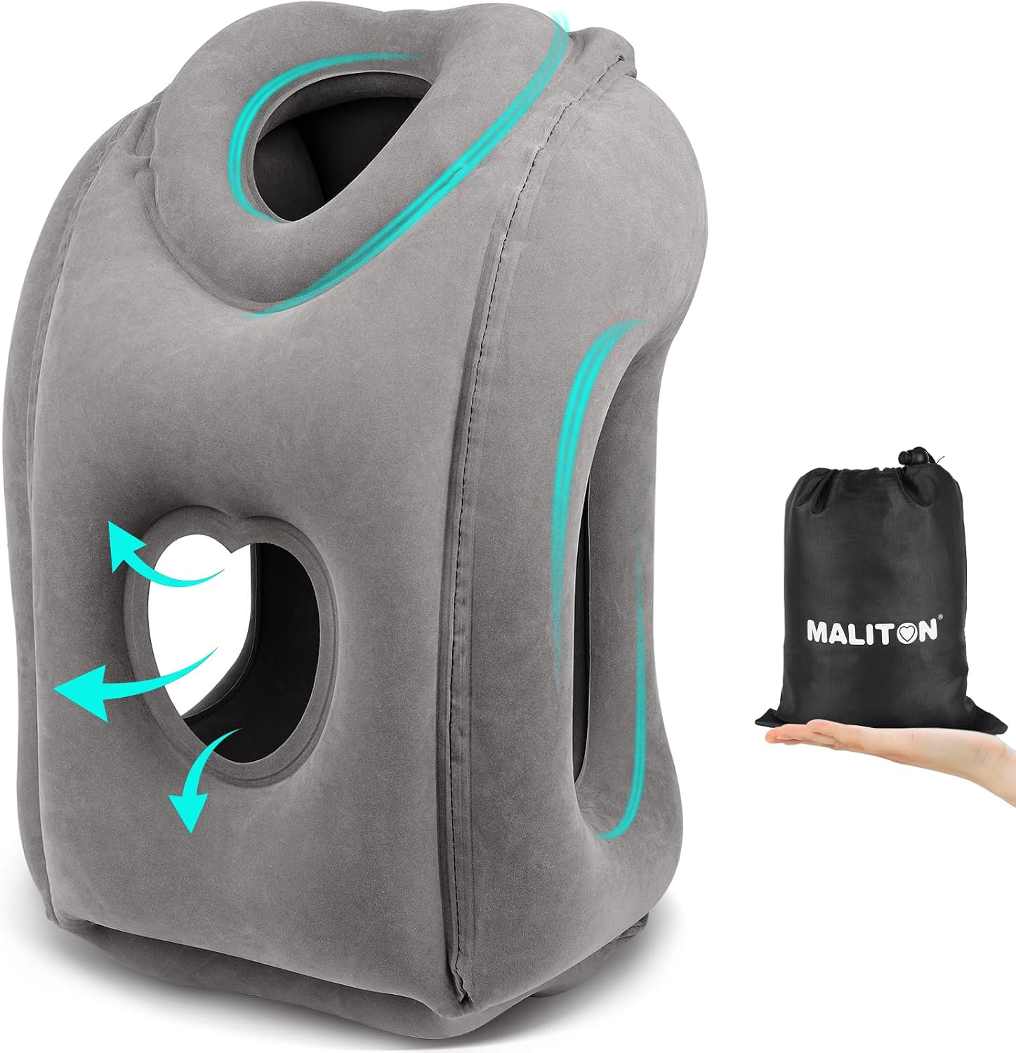 Maliton Inflatable Travel Pillow for Airplane Comfortable Sleeping to Relieve Neck and Shoulder Pain, Support Head Inflatable Pillow for…