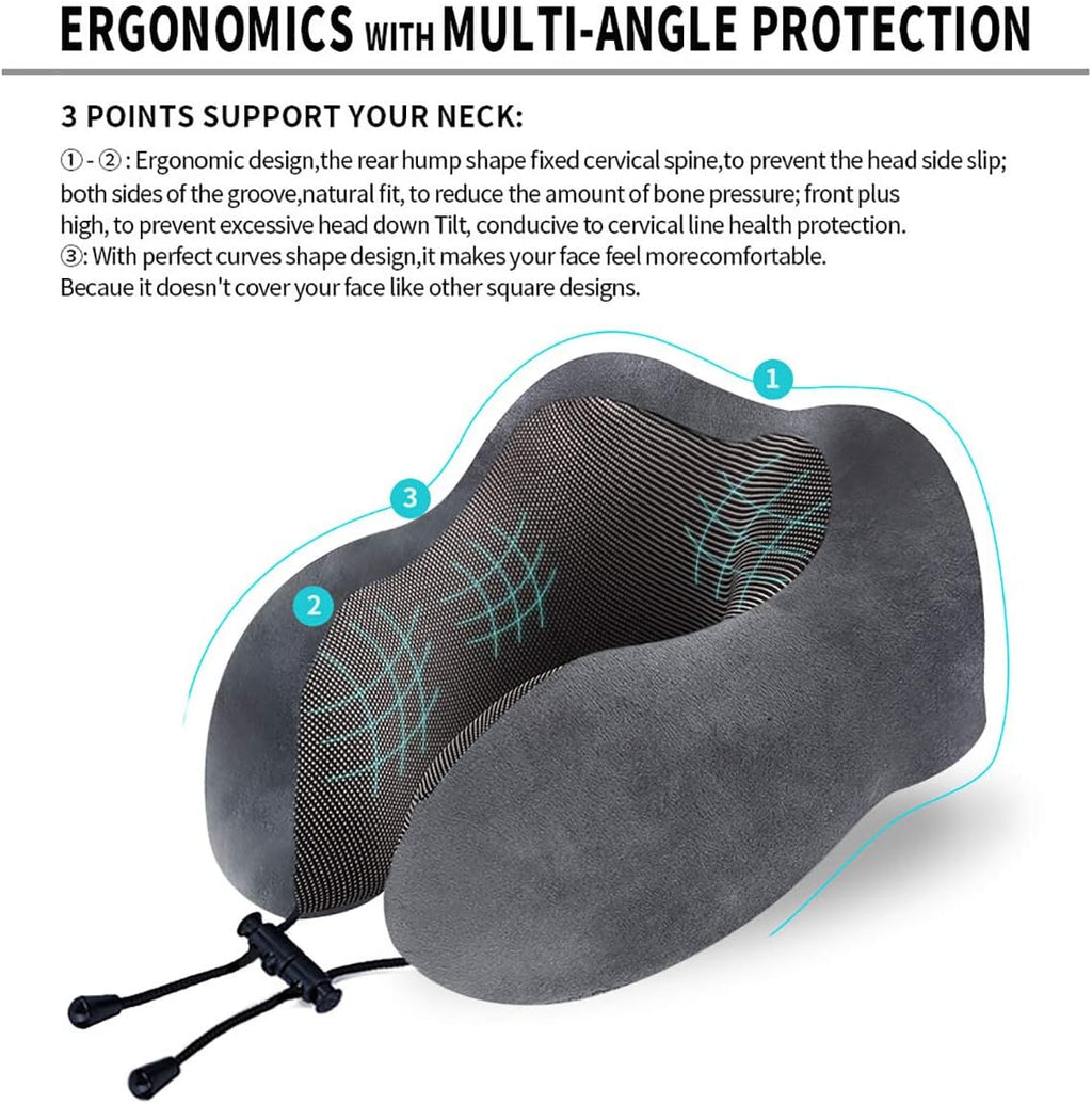 TALLGONeckPillowAlwaysHere TALLGO Travel Pillow, Memory Foam Neck Pillow Head Support Soft Pillow for Sleeping Rest, Airplane Car & Home Us…