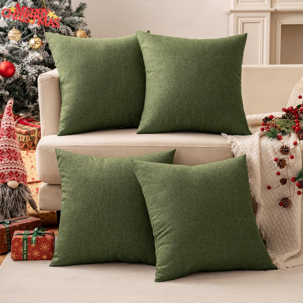 Miulee Pack of 2 Decorative Outdoor Solid Waterproof Throw Pillow Covers Faux Linen Garden Farmhouse Cushion Cases for Patio Tent Balcony C…