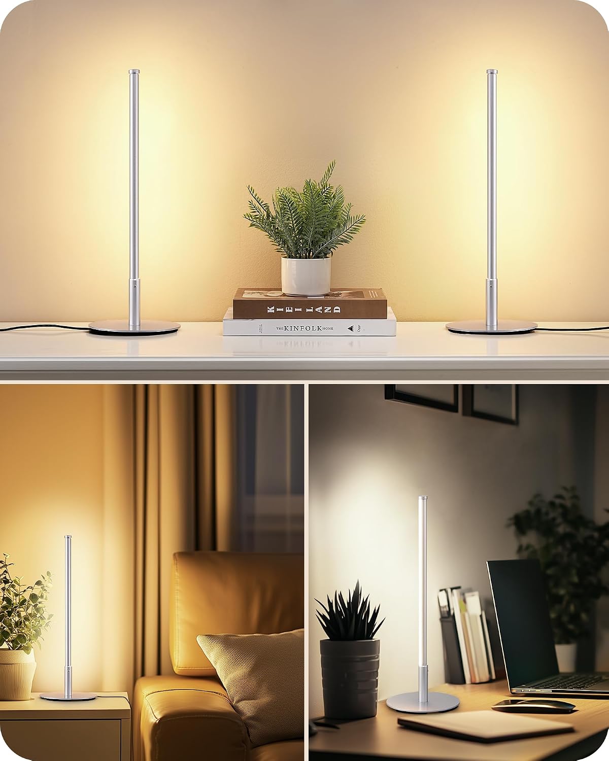 Edishine Upgraded LED Table Lamp, Stepless Dimmable Bedside Lamp with 3 Color Temperature, Modern Nightstand Lamp, Desk Lamp for Bedroom, L…