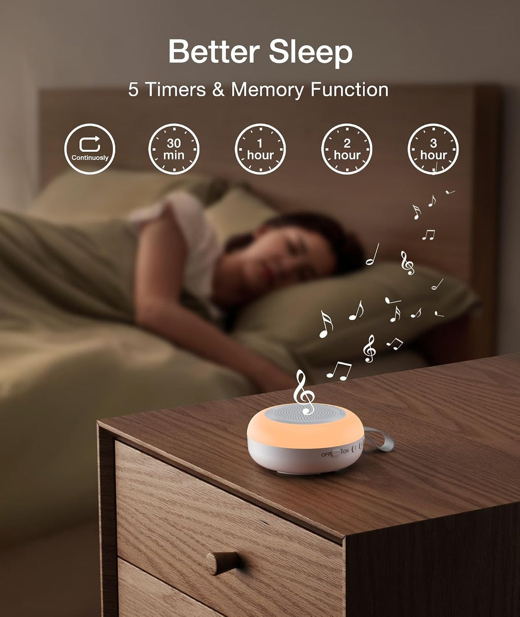 Portable Sound Machine for Baby, LEICEX White Noise Machine,33 Soothing Sound 10 Colors Night Light Sleep Machine for Baby Kids, Timer and…