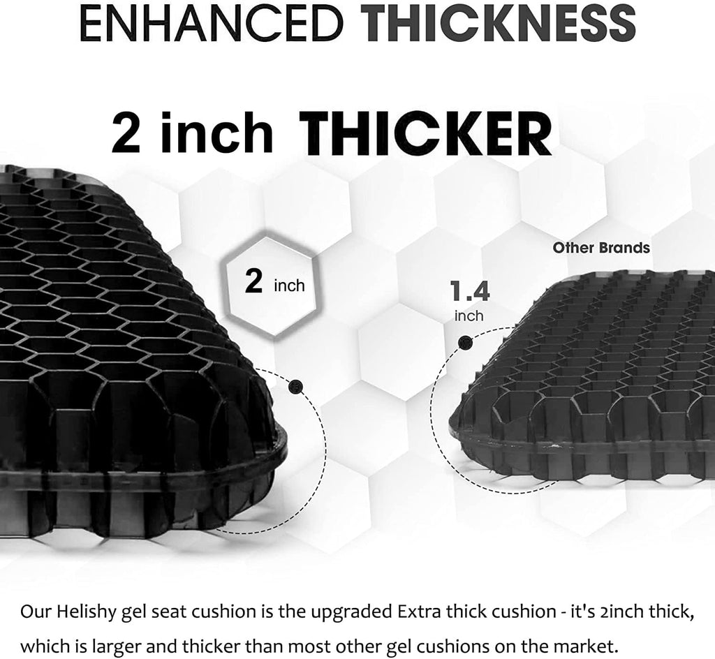 Helishy Gel Seat Cushion for Long Sitting, Extra Thick Gel Cushion for Wheelchair Soft Chair Pads for Office Home Chairs Car Seats Long Tri…