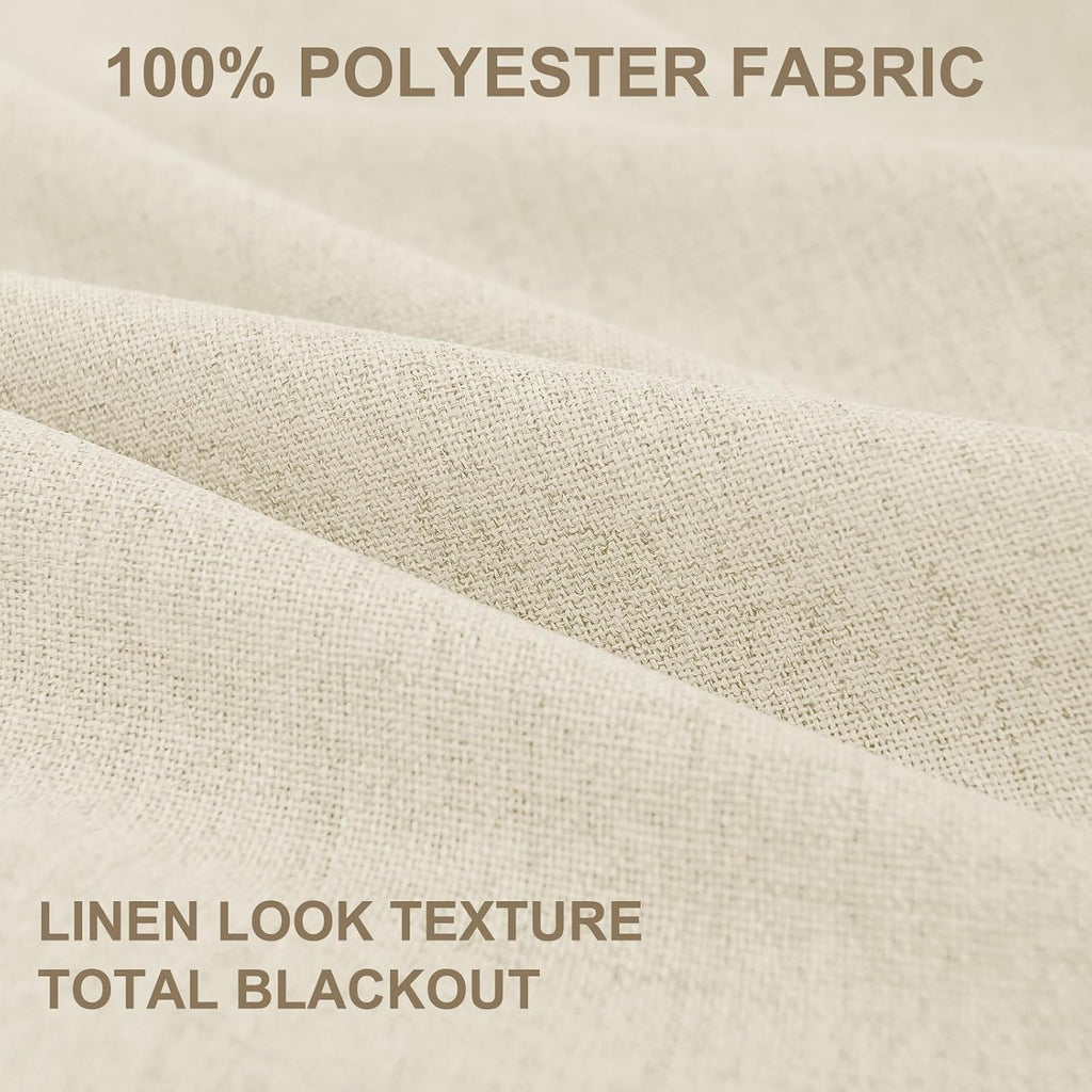 100BlackoutShield 100% Blackout Shield Linen Blackout Curtains for Bedroom 84 Inches Long, Back Tab/Rod Pocket Living Room Drapes, Thermal…