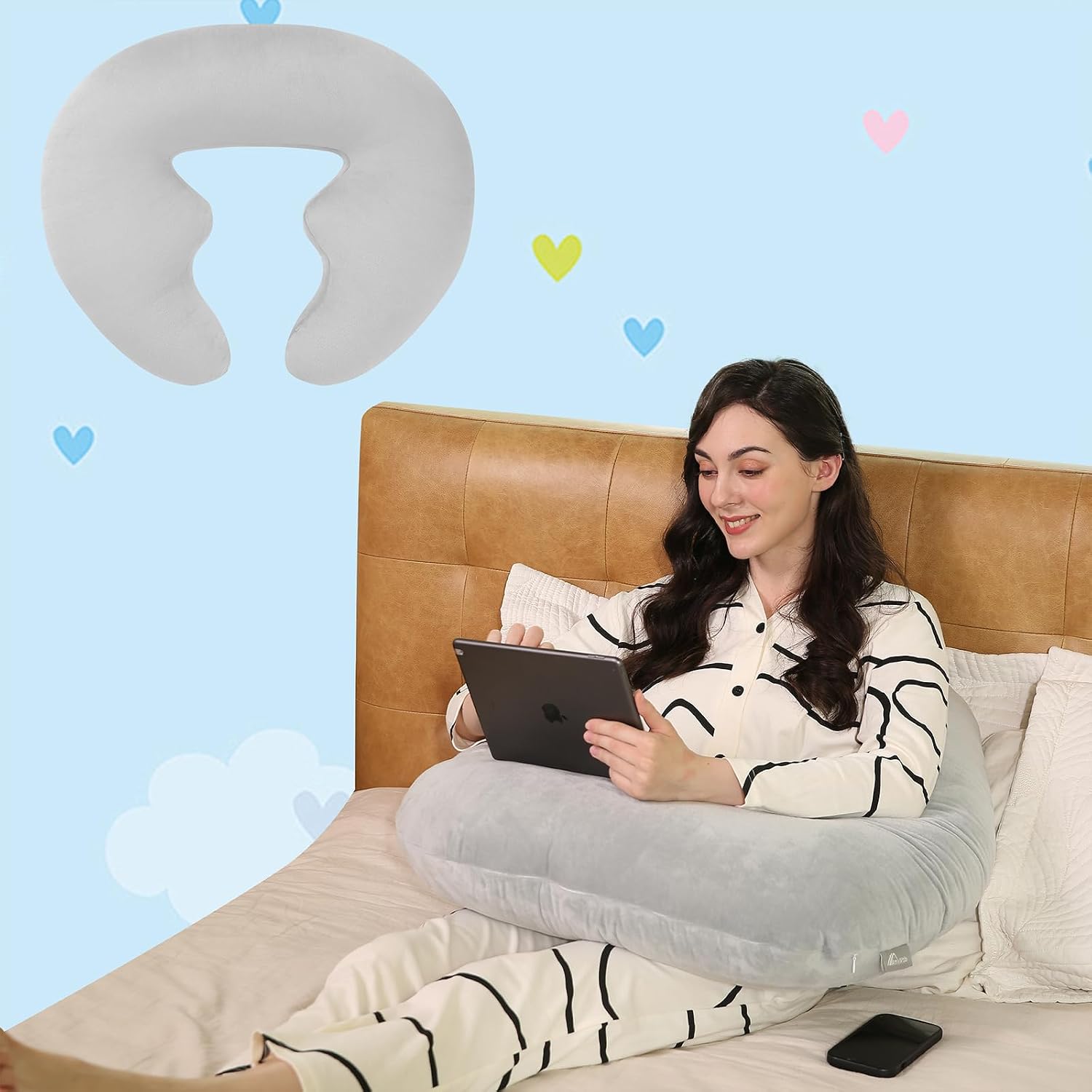 Ergonomic U-Shape Gaming & Lap Pillow - Crochet Pillow & Reading Support Pillow with Arm Relief, Comfort for Gamers, Crafters & Book…