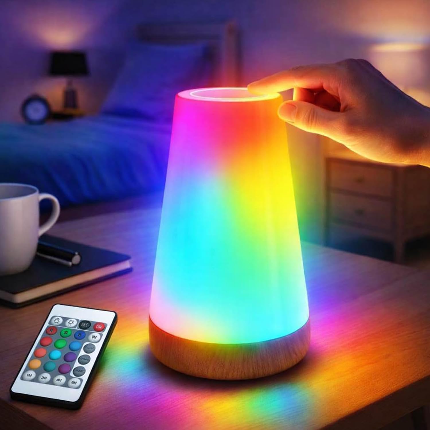 Kids Touch Night Light: Dimmable LED Bedside Lamp Eye-Caring Soft Warm USB Rechargeable Portable for Home Bedroom Living Room Camping