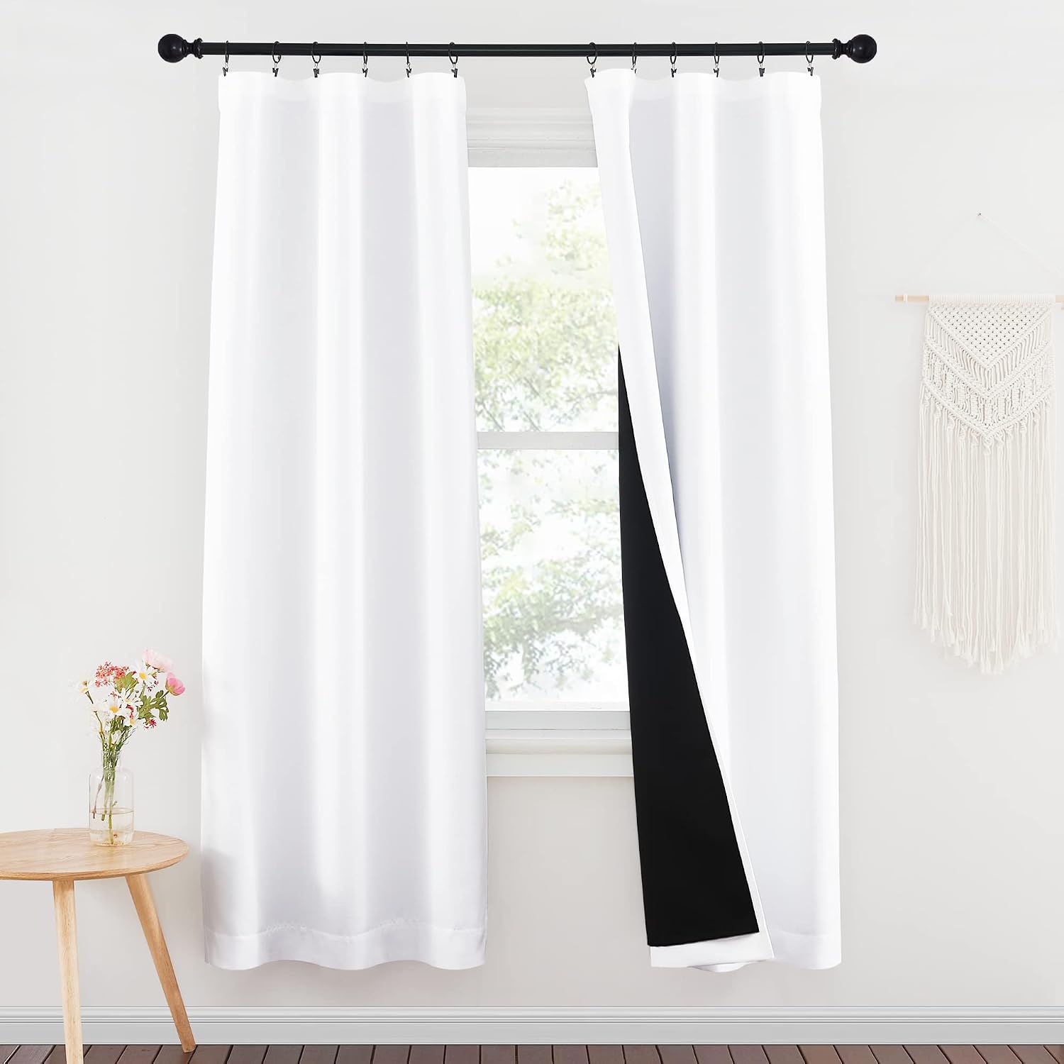 Nicetown 100% Blackout Window Curtain Panels, Rod Pocket Full Light Blocking Drapes with Black Liner for Nursery, 72 inches Drop Thermal In…