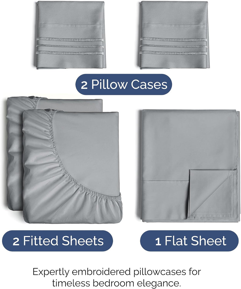 Split King Size 5 Piece Sheet Set - Comfy Breathable & Cooling Sheets - Hotel Luxury Bed Sheets for Women & Men - Deep Pockets, Easy-Fit…