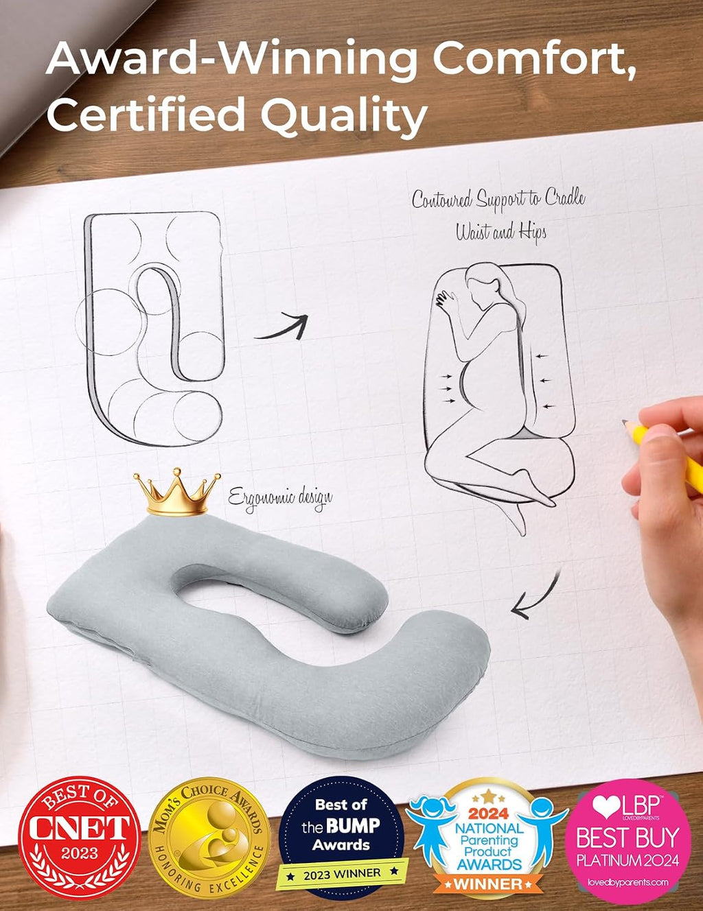 Momcozy Pregnancy Pillows with Cooling Cover, U-Shaped Full Body Maternity Pillow for Side Sleepers 57 Inch - Support for Back, Hip…