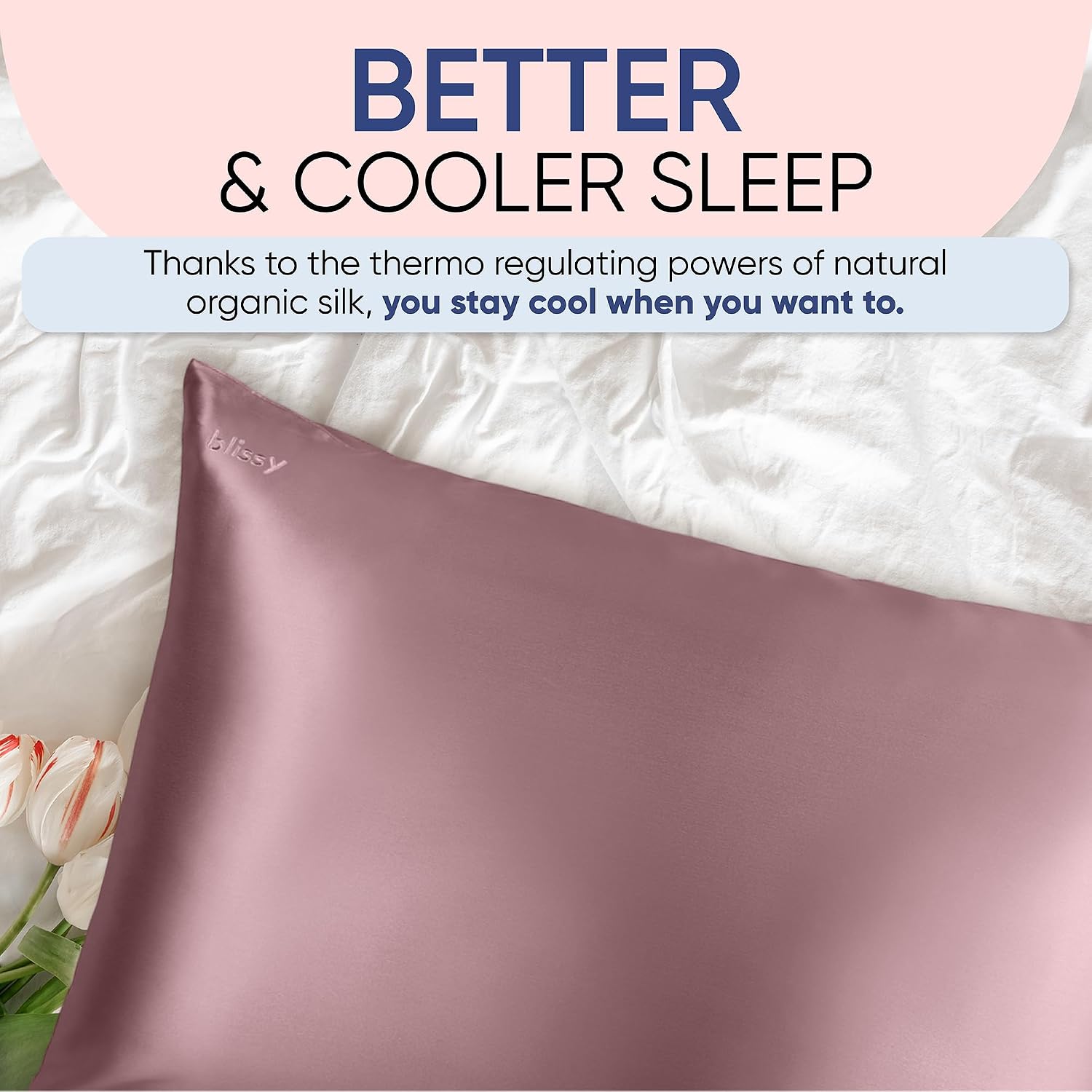 Blissy Silk Pillowcase - 100% Pure Mulberry Silk - 22 Momme 6A High-Grade Fibers - Silk Pillow Cover for Hair & Skin - Regular, Queen &…
