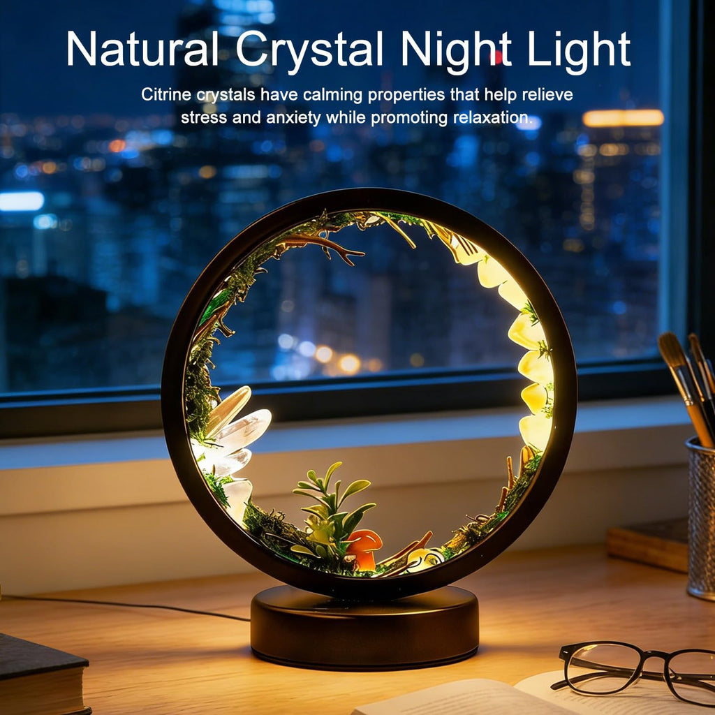 Runyangshi Forest Style Natural Citrine Night Light Healing Crystal USB Port 3 Colours Dimming Mode Lamp Suitable Night Lamp for Bedroom Ho…