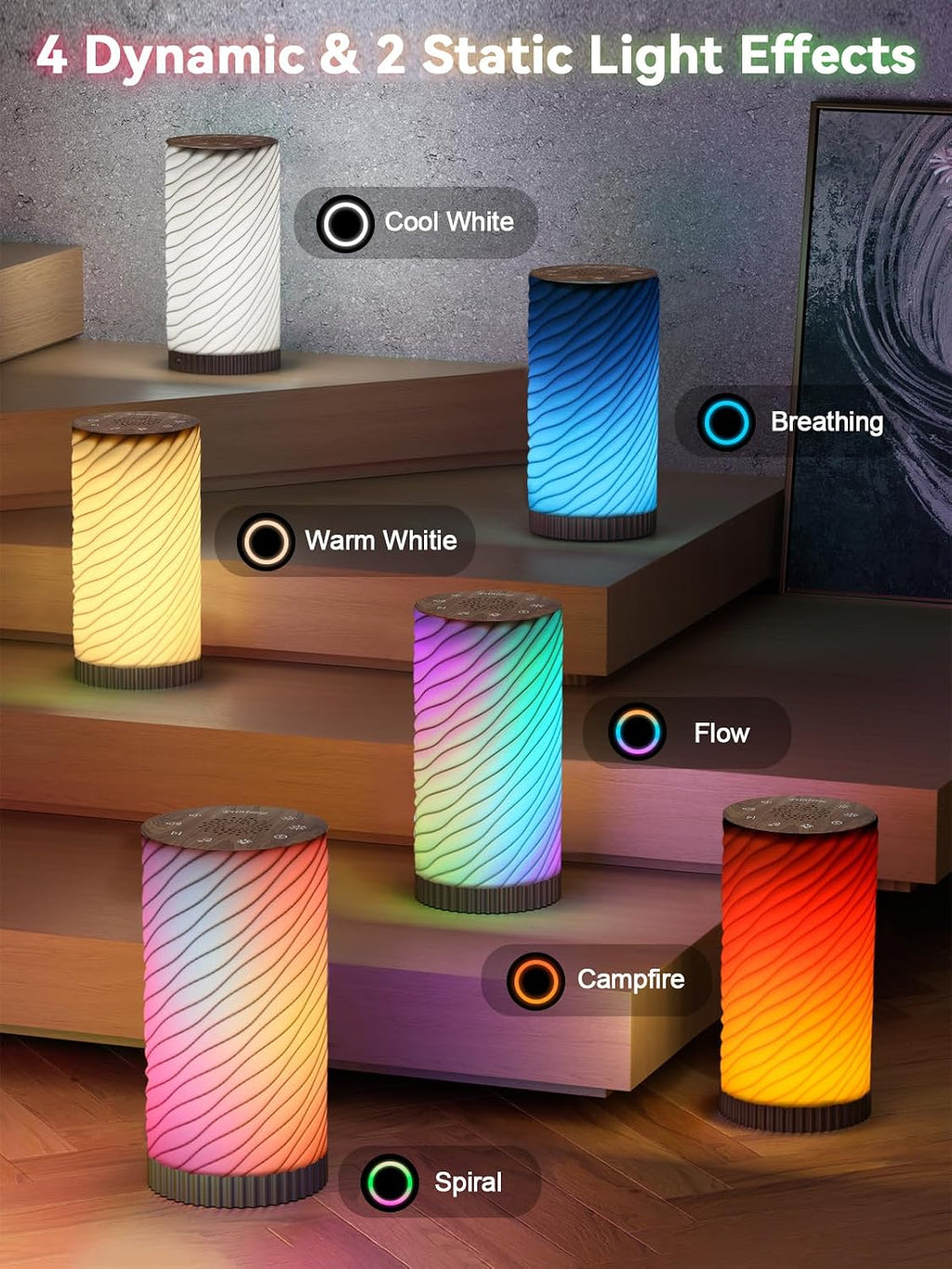 Touch Bedside Lamp with Sound Machine for Adults, Dimmable Night Light for Bedroom, 3-in-1 Bluetooth Speaker & White Noise Machine for…